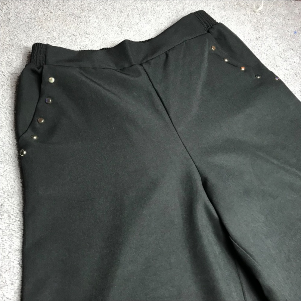 IMAN Black Cropped Wide Leg Trousers - Picture 5 of 8